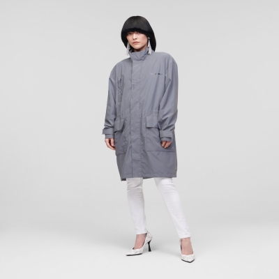 Silver Women's Karl Lagerfeld Ultra-reflective Parka Jackets | AE982WXYK