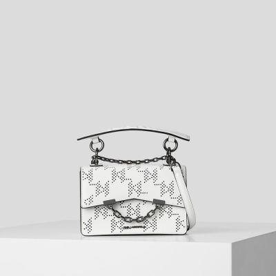 White / Black Women's Karl Lagerfeld K/Karl Seven Perforated Monogram Small Shoulder Bags | AE231IGYC