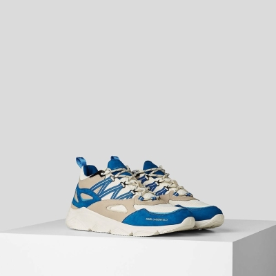 White / Blue Men's Karl Lagerfeld Verger Lace Loop Runners Sneakers | AE304YOAS