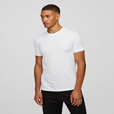 White Men's Karl Lagerfeld Crew-neck T-shirt - 2 Pack Underwear | AE478FDGI