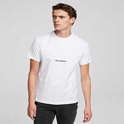 White Men's Karl Lagerfeld Essential Logo T-Shirts | AE784MEZB