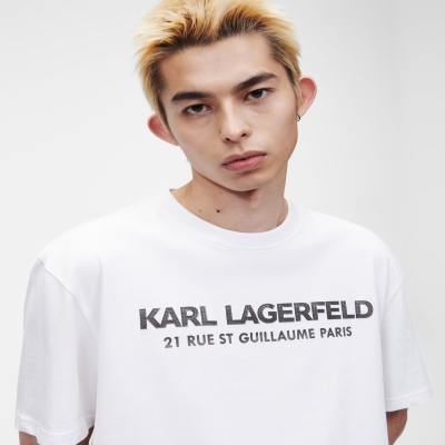 White Men's Karl Lagerfeld Faux-leather Karl Logo T-Shirts | AE308EWKL