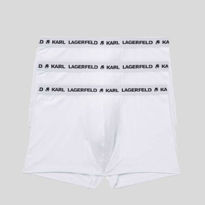 White Men's Karl Lagerfeld Karl Logo Monochrome Trunks - 3 Pack Underwear | AE763URZH