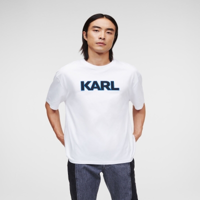 White Men's Karl Lagerfeld Karl Logo T-Shirts | AE186PQVT