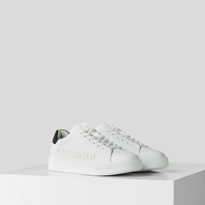 White Men's Karl Lagerfeld Karl Maxi Kup Injekted Logo Sneakers | AE184KZTU