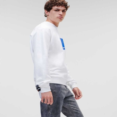 White Men's Karl Lagerfeld Klj Sweatshirts | AE956LBJF