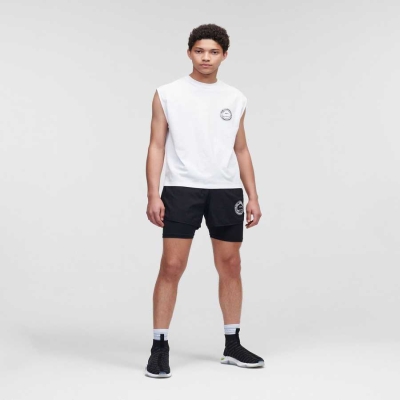 White Men's Karl Lagerfeld Rue St-guillaume Athleisure Tank T-Shirts | AE891ZXAI