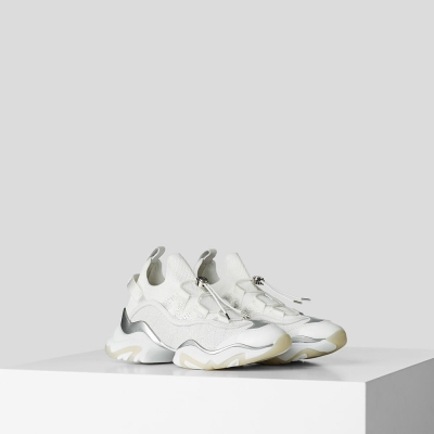 White / Silver Women's Karl Lagerfeld Gemini Krosslace Sneakers | AE783YBHZ