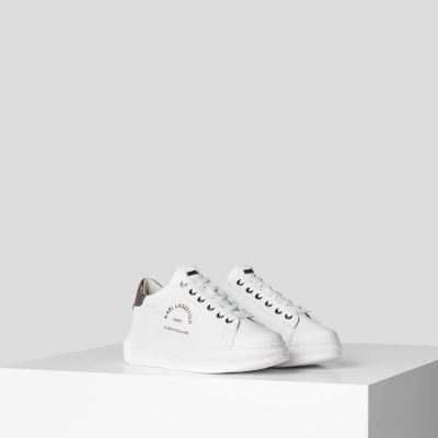 White / Silver Women's Karl Lagerfeld Rue St-guillaume Logo Kapri Sneakers | AE732PKSC