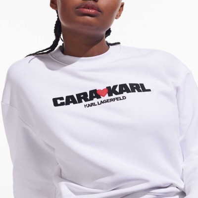 White Women's Karl Lagerfeld Cara Loves Karl Sweatshirts | AE370TDBZ