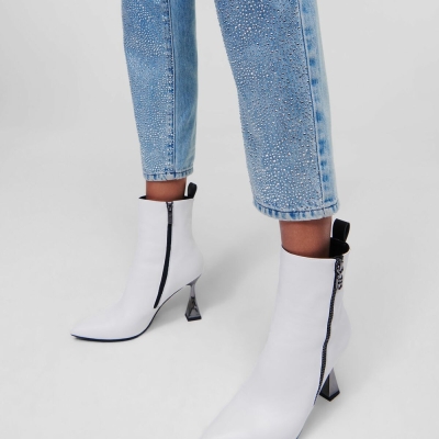 White Women's Karl Lagerfeld Debut 2-zip Ankle Boots | AE692KCUP