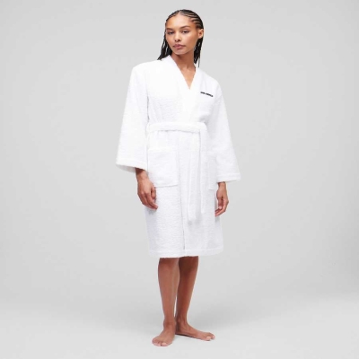 White Women's Karl Lagerfeld Ikonik 2.0 Bathrobe Loungewear | AE071GPJM