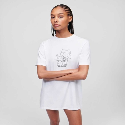 White Women's Karl Lagerfeld Ikonik 2.0 T-shirt Nightdress Loungewear | AE835CWOT