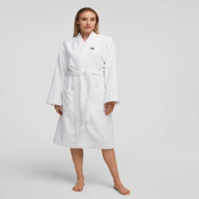 White Women's Karl Lagerfeld Ikonik Bathrobe Loungewear | AE523DOUI