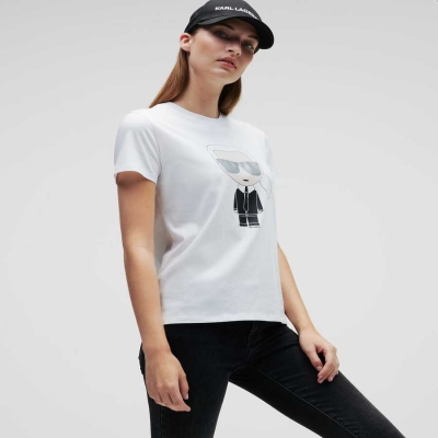 White Women's Karl Lagerfeld Ikonik Karl T-Shirts | AE285AMXR