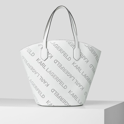 White Women's Karl Lagerfeld K/Punched Logo Large Tote Bags | AE183SEGJ