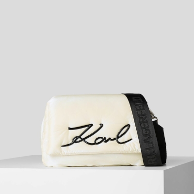 White Women's Karl Lagerfeld K/Signature Soft Shoulder Bags | AE387FOZD