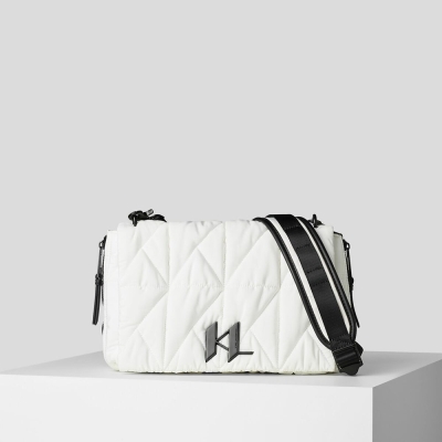 White Women's Karl Lagerfeld K/Studio Nylon Shoulder Bags | AE932ZBLC