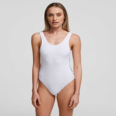 White Women's Karl Lagerfeld Karl Logo Bodysuit Underwear | AE250YPXA