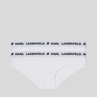 White Women's Karl Lagerfeld Karl Logo Hipster Briefs - 2 Pack Underwear | AE950DSQH