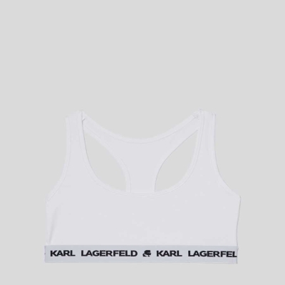 White Women's Karl Lagerfeld Karl Logo Sports Bra Underwear | AE105ROTA