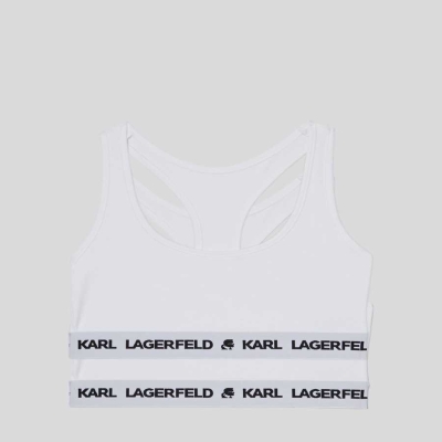 White Women's Karl Lagerfeld Karl Logo Sports Bra - 2 Pack Underwear | AE165LWUB