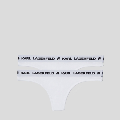 White Women's Karl Lagerfeld Karl Logo Thong - 2 Pack Underwear | AE917JVXI