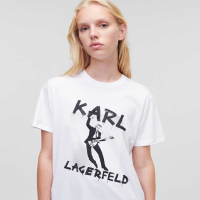 White Women's Karl Lagerfeld Karl Series Oversized T-Shirts | AE208FMSB