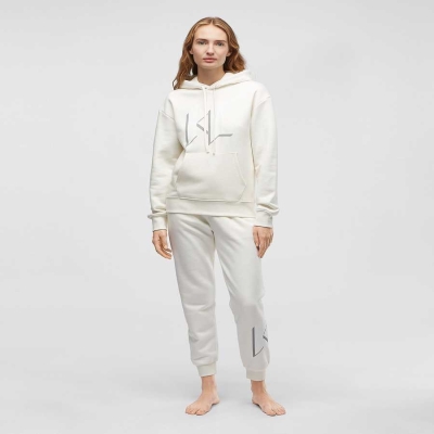 White Women's Karl Lagerfeld Kl Monogram Loungewear Hoodie Loungewear | AE829TUNV