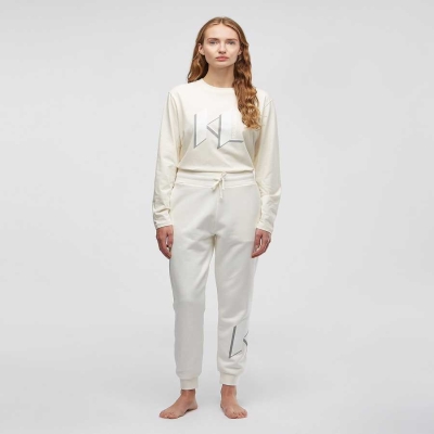 White Women's Karl Lagerfeld Kl Monogram Loungewear Joggers Loungewear | AE968AZVB