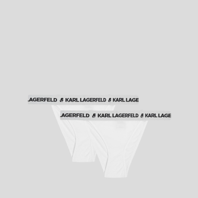 White Women's Karl Lagerfeld Logo Brazilian Briefs - 2 Pack Underwear | AE512DFIZ