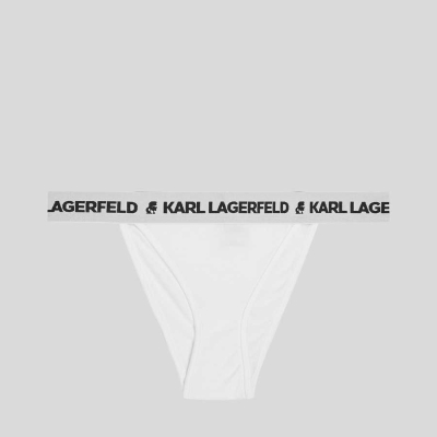 White Women's Karl Lagerfeld Logo Brazilian Briefs Underwear | AE730PSBR