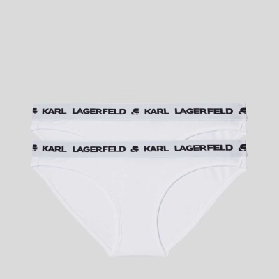 White Women's Karl Lagerfeld Logo Briefs - 2 Pack Underwear | AE761XIDV