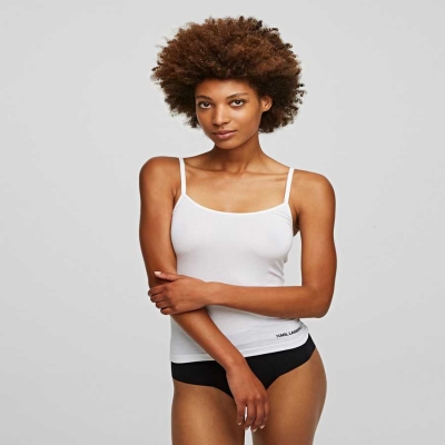 White Women's Karl Lagerfeld Logo Camisole Underwear | AE820BHTD