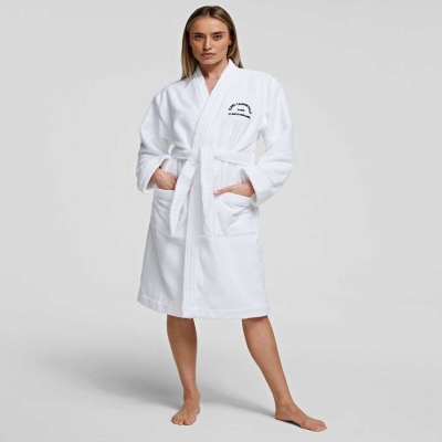 White Women's Karl Lagerfeld Rue St-guillaume Bathrobe Loungewear | AE251CKYZ