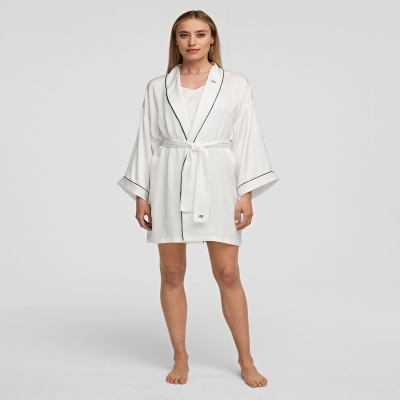 White Women's Karl Lagerfeld Satin Kimono Loungewear | AE571IBPQ