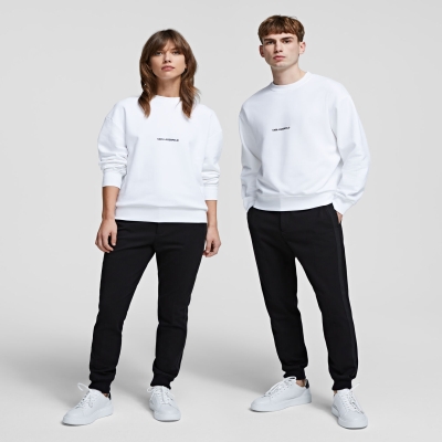 White Women's Karl Lagerfeld Unisex Logo Sweatshirts | AE928BZFN