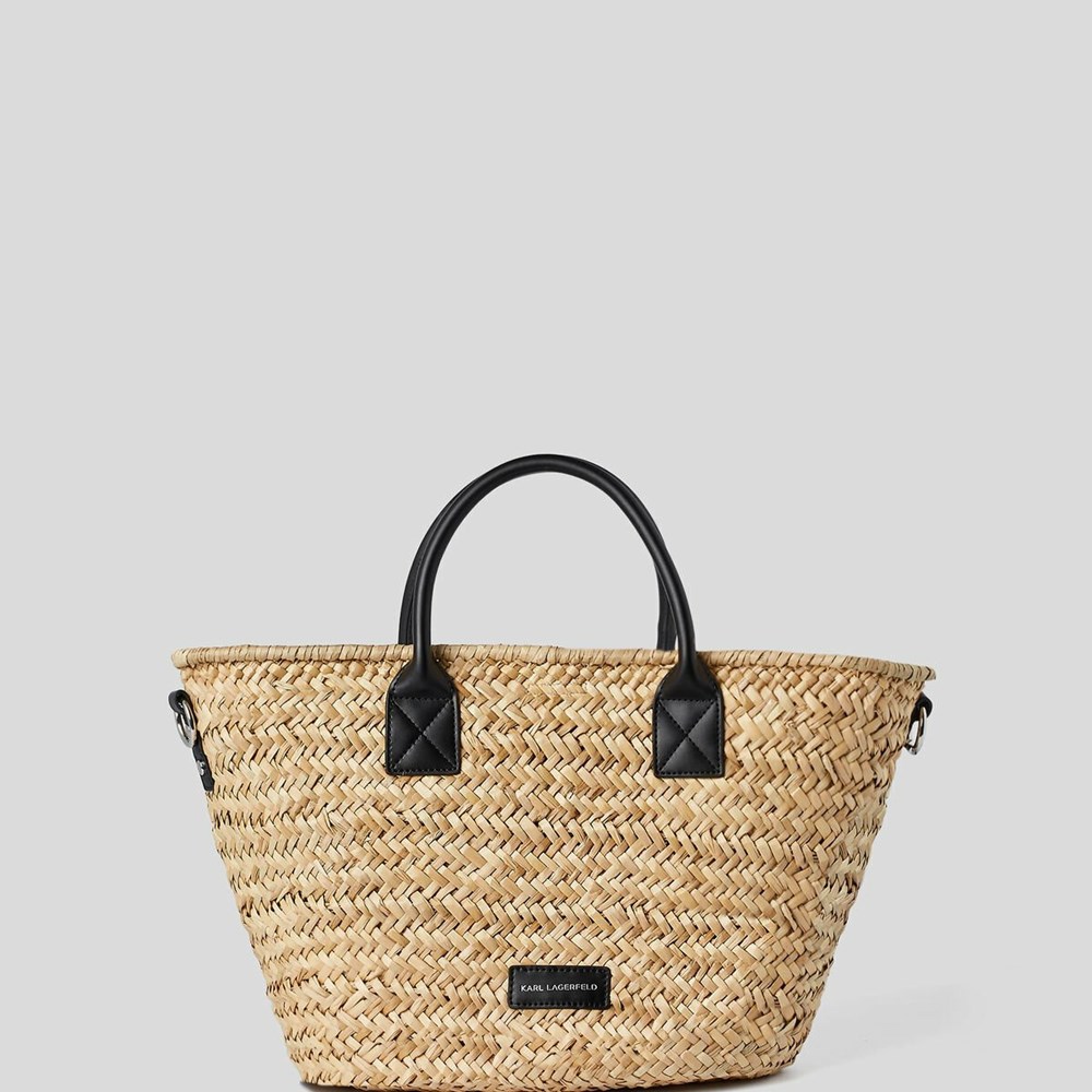 Beige / Black Women's Karl Lagerfeld K/Signature Basket Tote Bags | AE371FVRZ