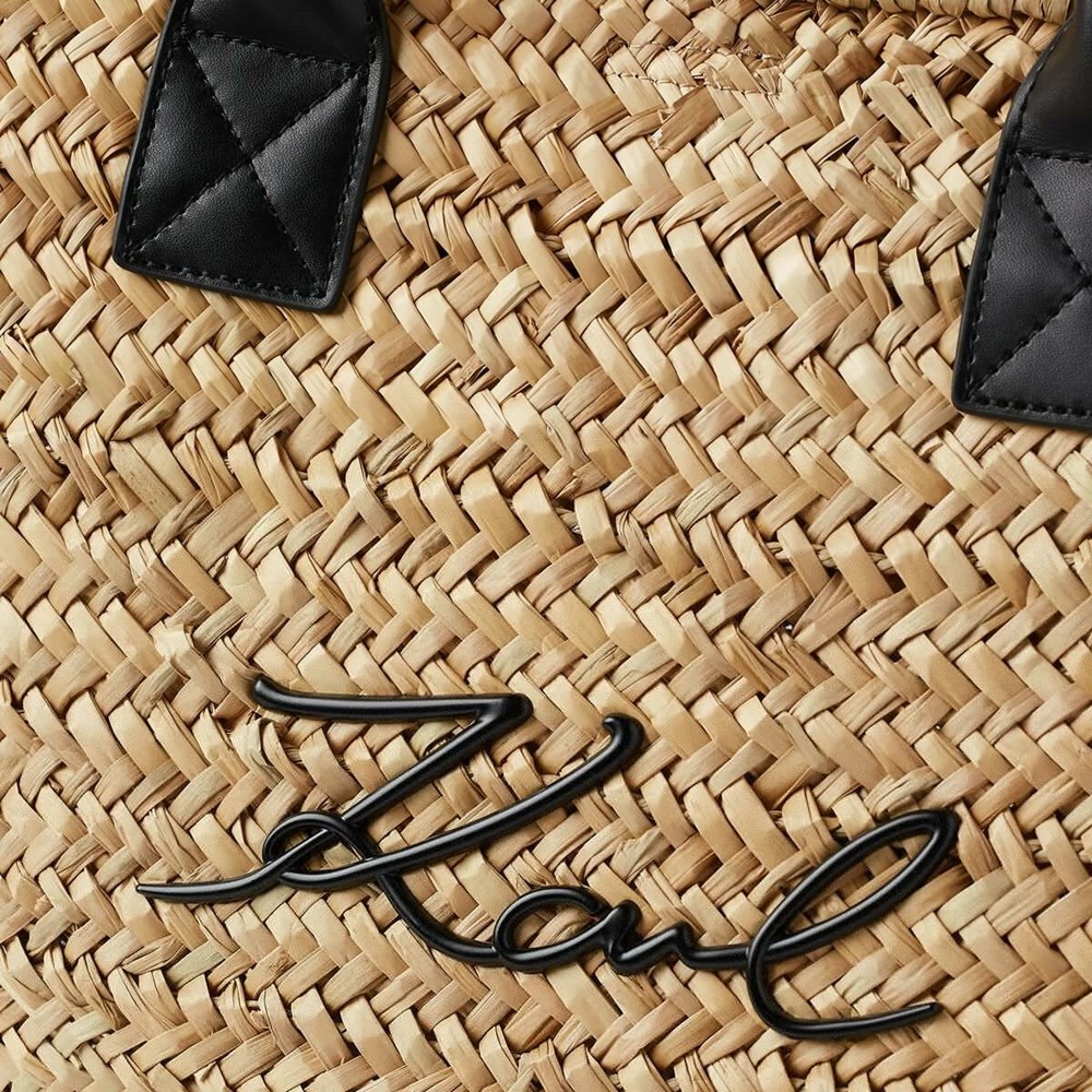 Beige / Black Women's Karl Lagerfeld K/Signature Basket Tote Bags | AE371FVRZ