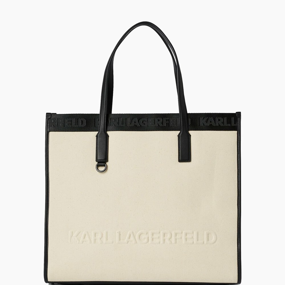 Beige Women's Karl Lagerfeld Cara Loves Karl K/Skuare Tote Bags | AE760PQMT