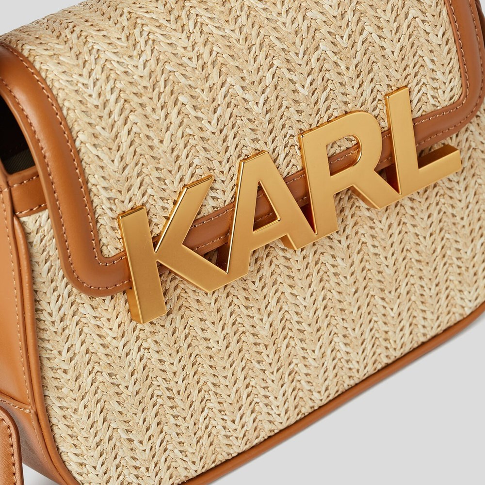 Beige Women's Karl Lagerfeld K/Letters Woven - Online Exclusive Crossbody Bags | AE860PFWX