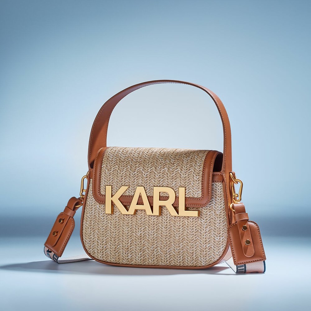 Beige Women\'s Karl Lagerfeld K/Letters Woven - Online Exclusive Crossbody Bags | AE860PFWX