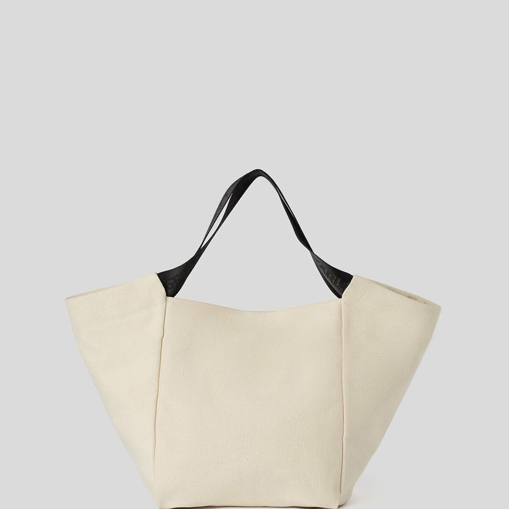 Beige Women's Karl Lagerfeld Rue St-guillaume Canvas Shopper Tote Bags | AE857CULD