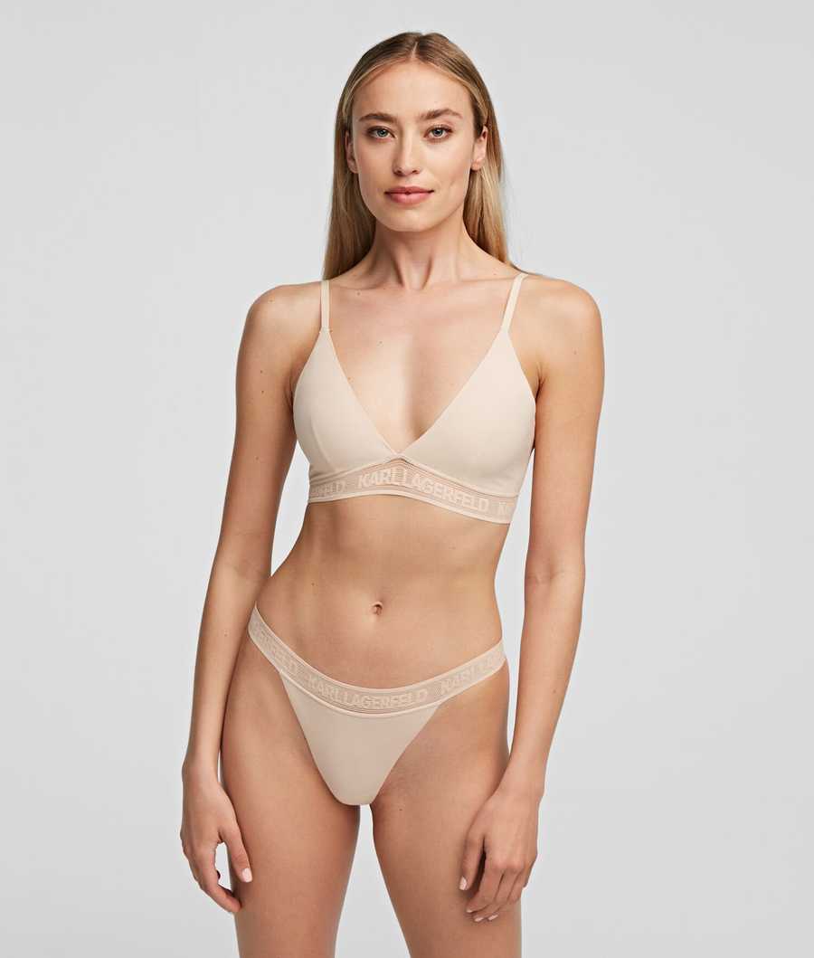 Beige Women's Karl Lagerfeld Ultra-light Karl Logo Triangle Bra Underwear | AE501LTQN