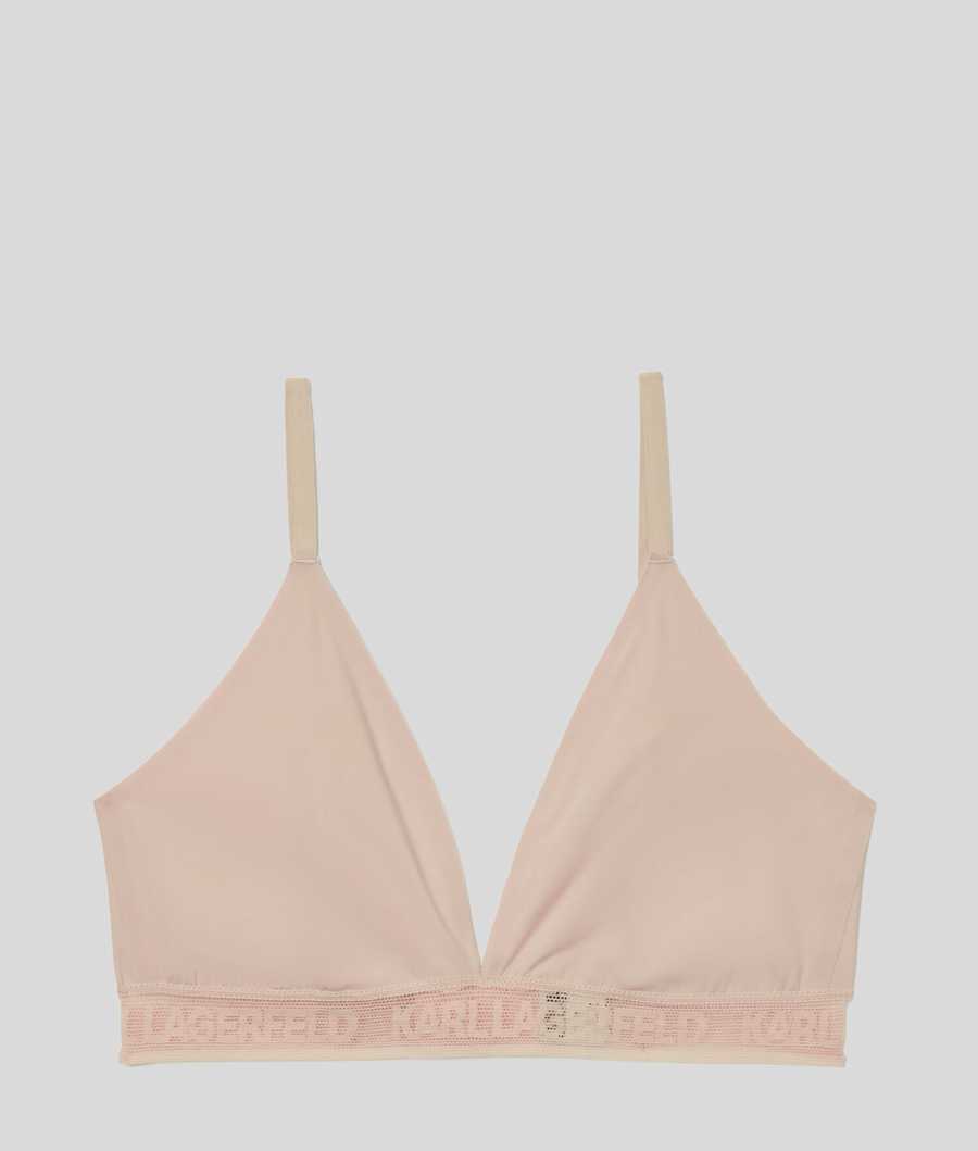 Beige Women's Karl Lagerfeld Ultra-light Karl Logo Triangle Bra Underwear | AE501LTQN