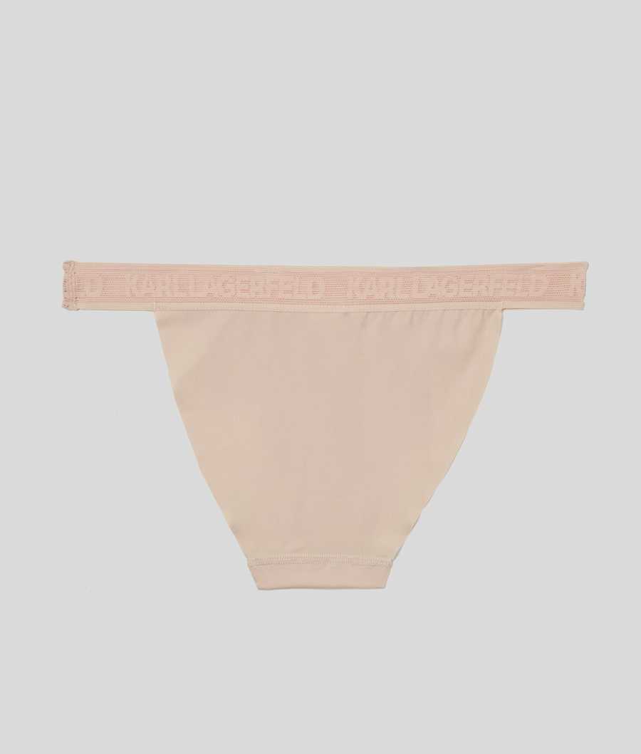 Beige Women's Karl Lagerfeld Ultra-light Karl Logo Briefs Underwear | AE925YOQH