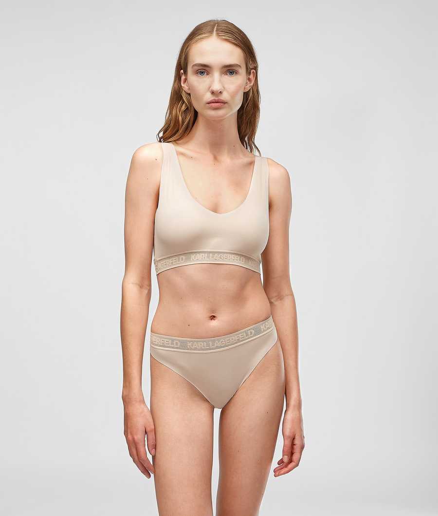 Beige Women's Karl Lagerfeld Ultra-light Brazilian Briefs Underwear | AE946AUBP