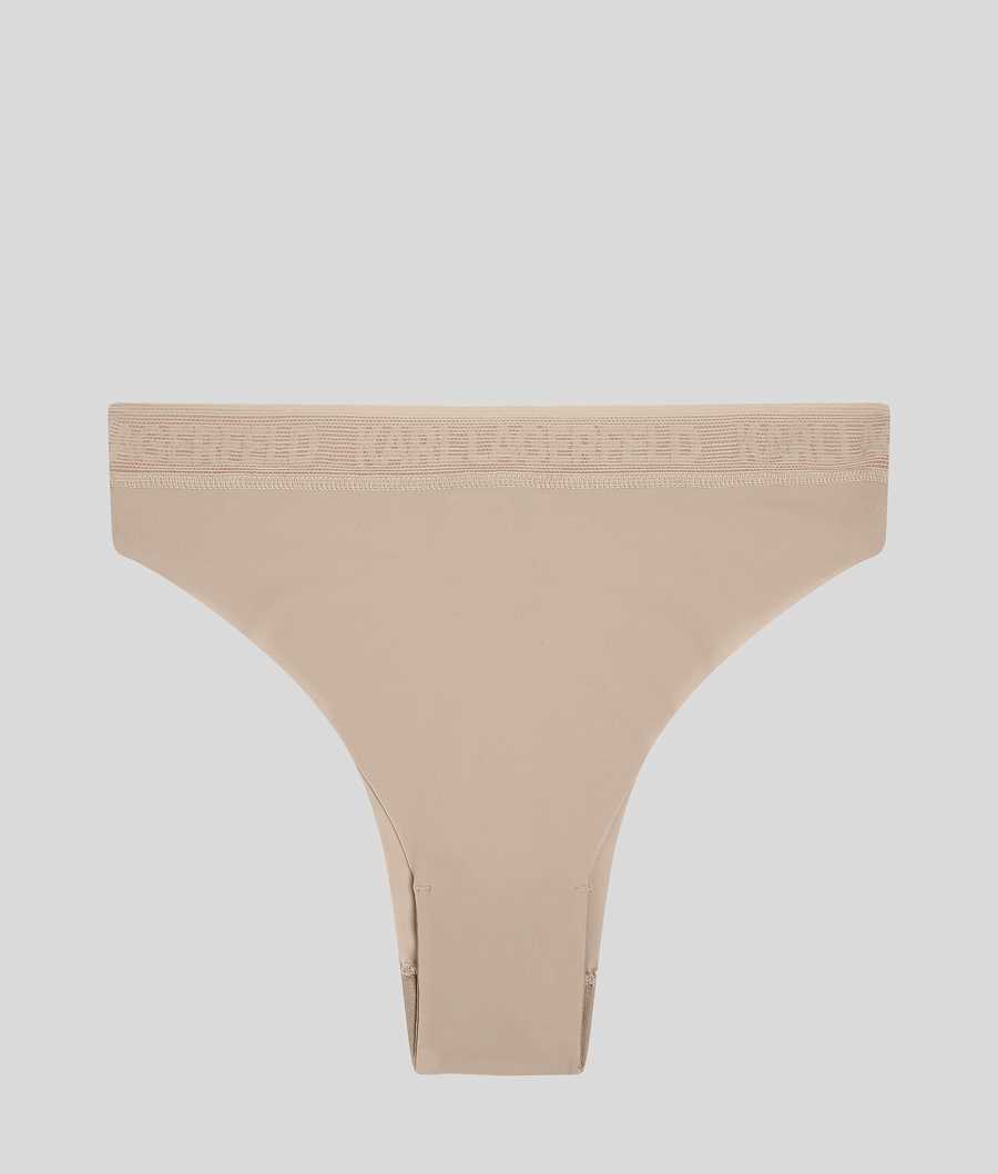 Beige Women\'s Karl Lagerfeld Ultra-light Brazilian Briefs Underwear | AE946AUBP