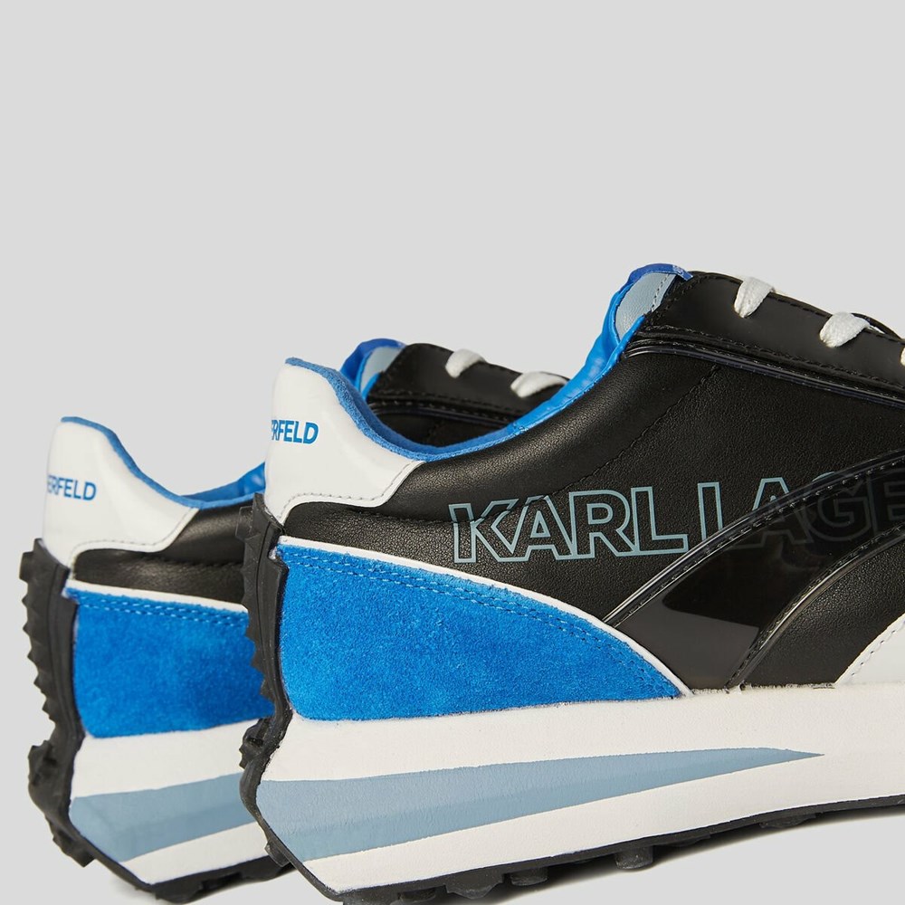 Black / Blue Men's Karl Lagerfeld Zone Flo Strap Sneakers | AE614OGXM