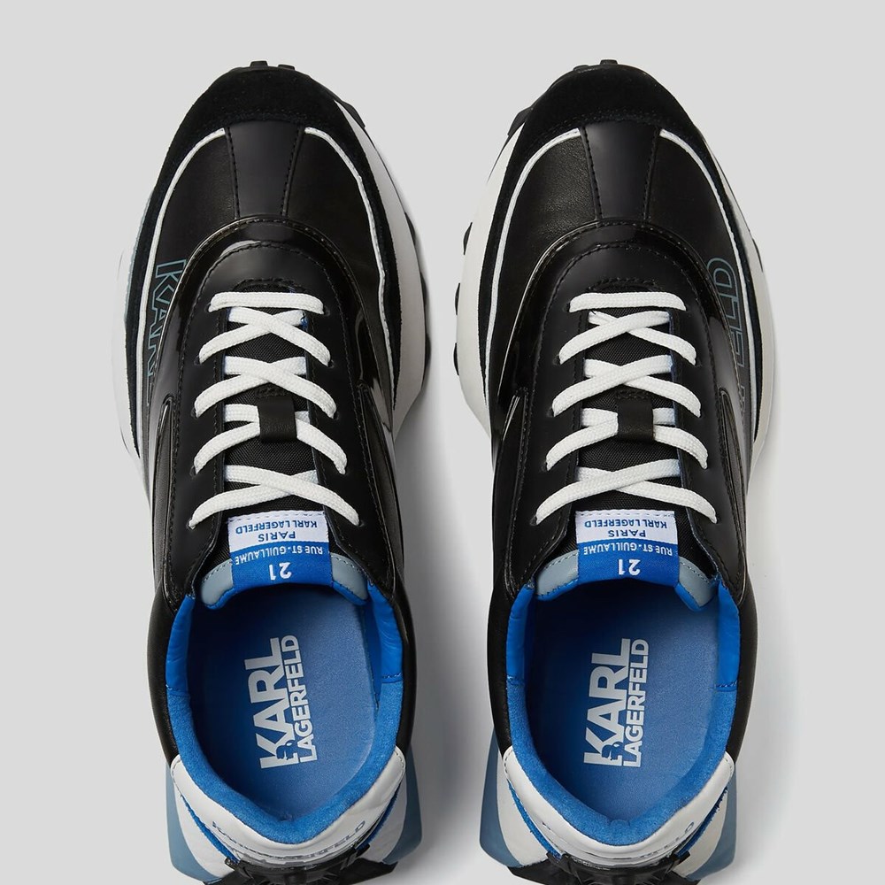 Black / Blue Men's Karl Lagerfeld Zone Flo Strap Sneakers | AE614OGXM